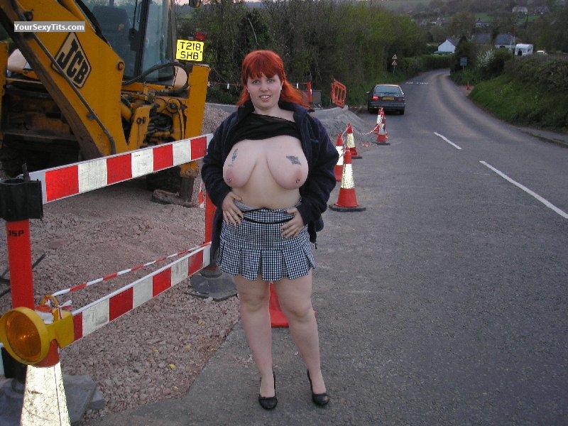 Tit Flash: Extremely Big Tits - Topless Keri from United Kingdom